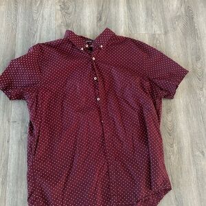 American Eagle Outfitters Red and White Casual Button Down Shirt